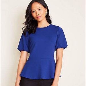 NWT Ann Taylor bubble sleeve peplum top